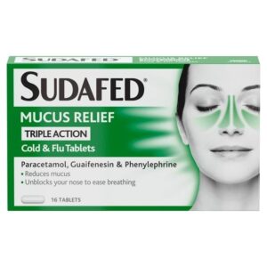 Sudafed Mucus Relief Triple Action Cold $Flu Tablets 16'S