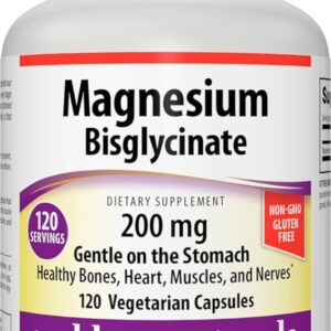 Webber Naturals Magnesium Bisglycinate 200Mg Veg Capsules 120'S