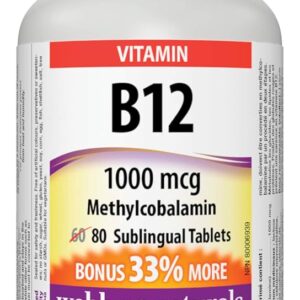 Webber Naturals B12 Methycobalamine 1000Mcg Sublingual Tablets 80'S