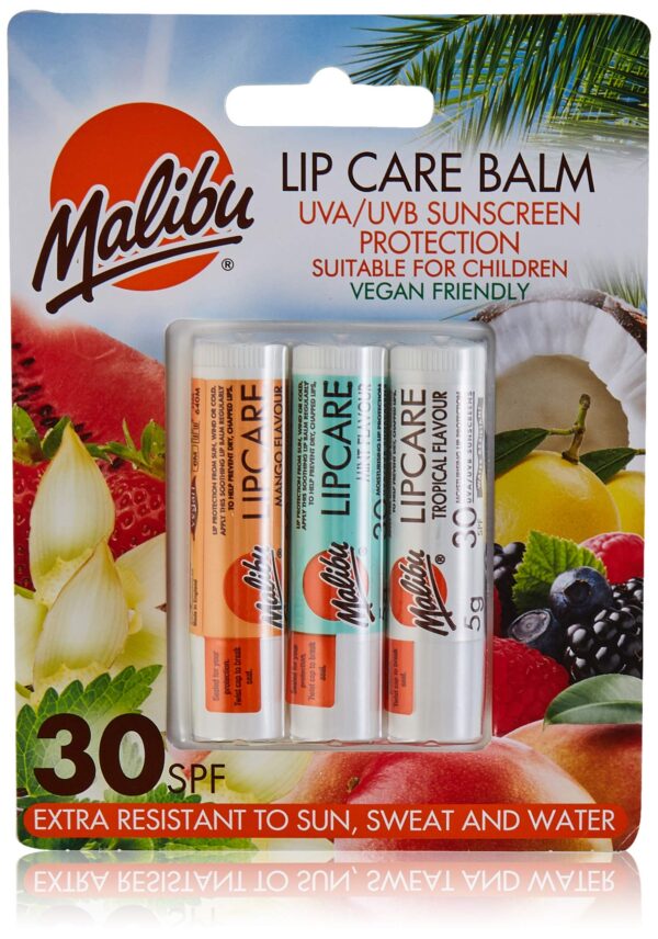 Malibu Blister Pack Spf 30 Lipbalm Mango/Mint/Tropical