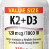 Webber Naturals K2+D3 120Mcg/1000Iu Softgels 30