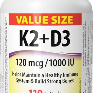 Webber Naturals K2+D3 120Mcg/1000Iu Softgels 30