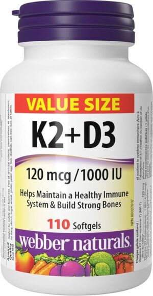 Webber Naturals K2+D3 120Mcg/1000Iu Softgels 30