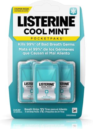 Listerine Coolmint Pocketpaks Fresh Breath Strips 72S (3X24S)