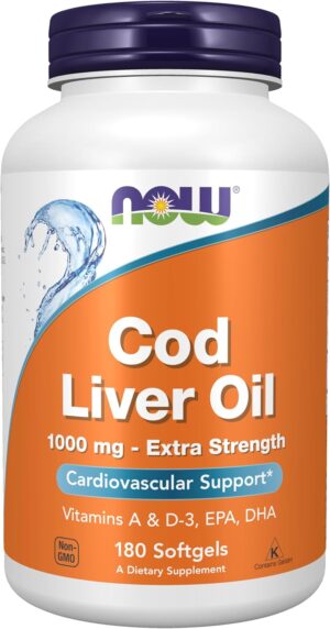 NOW Foods, Cod Liver Oil, 1,000 mg, 180 Softgels