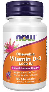 Now Foods, Chewable Vitamin D-3, Natural Fruit Flavor, 1,000 IU, 180 Chewables