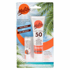 Malibu Blister Pack Spf 50 Face Cream 40Ml &Spf 30 Lipbalm