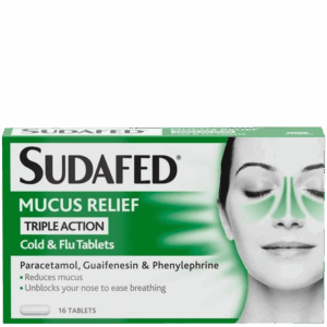 Sudafed Mucus Relief Triple Action Cold $Flu Tablets 16'S